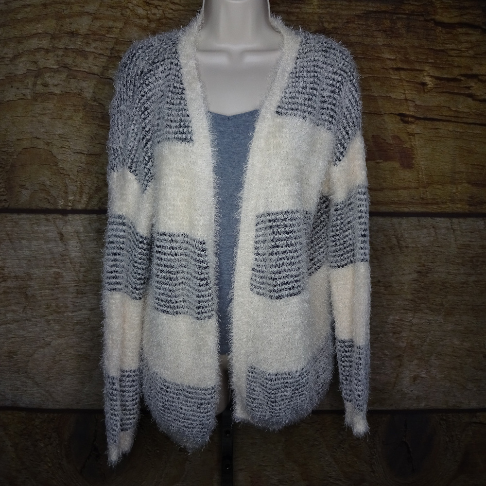 Pink Rose Medium Open Front Fuzzy Cardigan Sweater